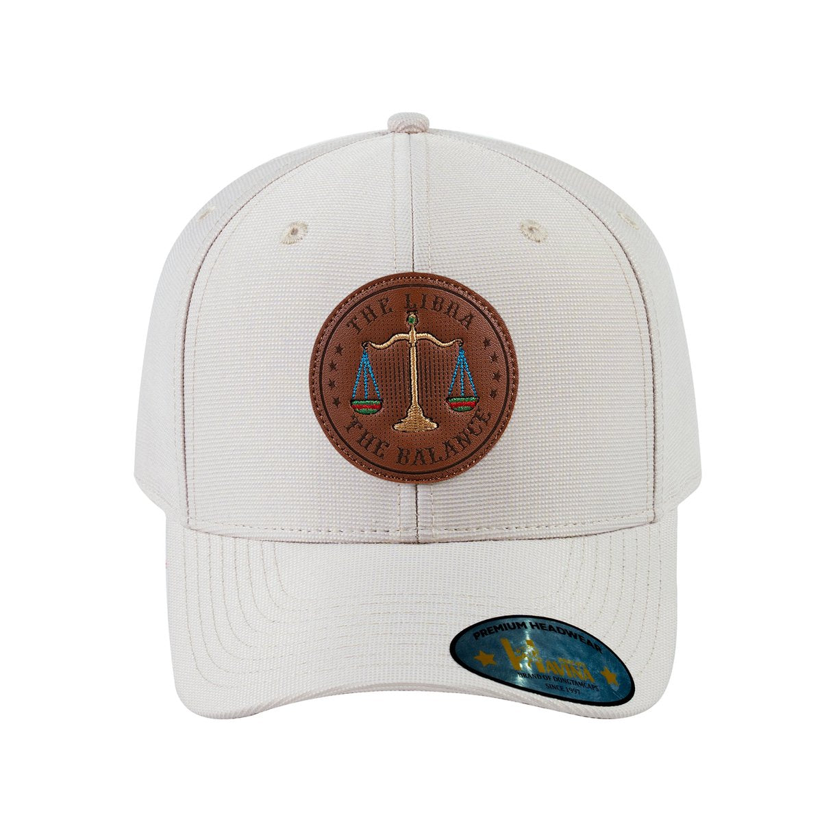 Unisex V2 Embroidered And Laser-Engraved Libra Zodiac (September 23, October 22), 6-Panel Baseball Cap, Beige/Beige, Adjustable Fit