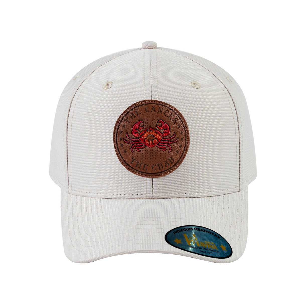 Unisex V2 Embroidered And Laser-Engraved Cancer Zodiac (June 21, July 22), 6-Panel Baseball Cap, Beige/Beige, Adjustable Fit