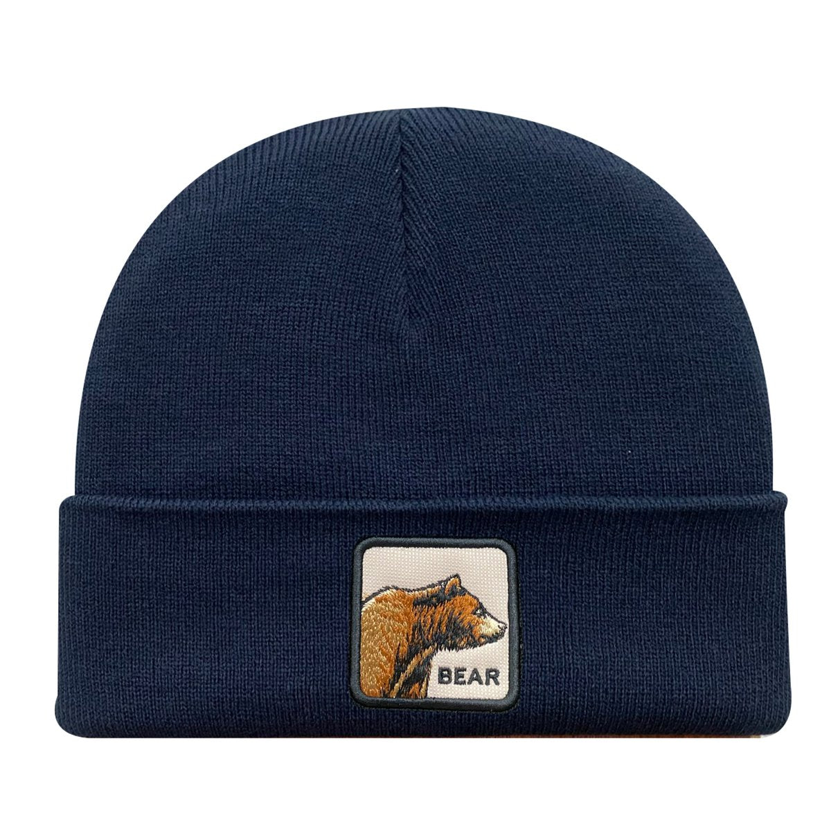 Unisex Embroidered The Bear, Knitted Soft Warm Unisex Beanie, Navy, Adjustable Fit