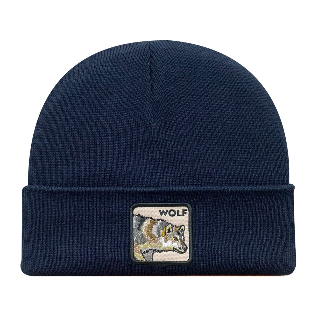Unisex Embroidered The Wolf, Knitted Soft Warm Unisex Beanie, Navy, Adjustable Fit