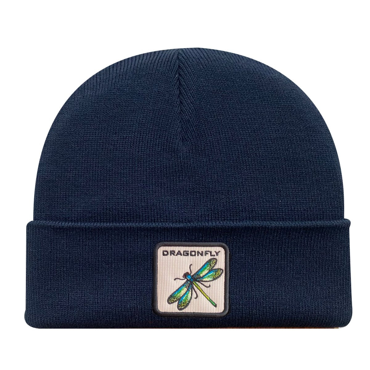 Unisex Embroidered The Dragonfly, Knitted Soft Warm Unisex Beanie, Navy, Adjustable Fit