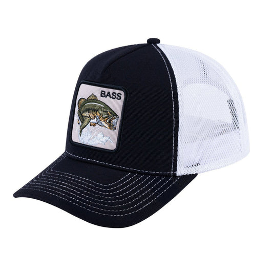 Bass V2 5-Panel Trucker Hat with Black front and White back