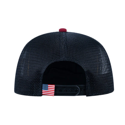 Bear V2 5-Panel Trucker Hat with Burgundy front and Black back