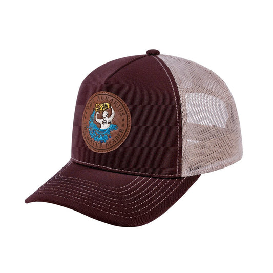 Aquarius Zodiac V2 5-Panel Trucker Hat with Dark Brown front and Khaki back