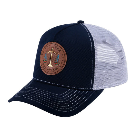 Libra Zodiac V2 5-Panel Trucker Hat with Navy front and Light Grey back