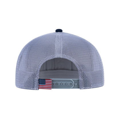 Aquarius Zodiac V2 5-Panel Trucker Hat with Navy front and Light Grey back