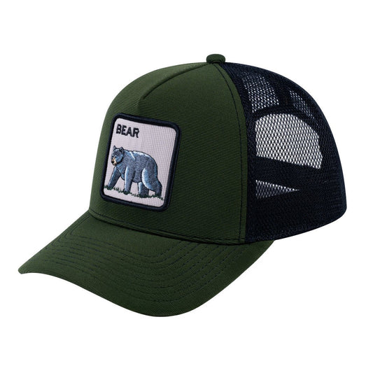 Bear V2 5-Panel Trucker Hat with Olive front and Black back