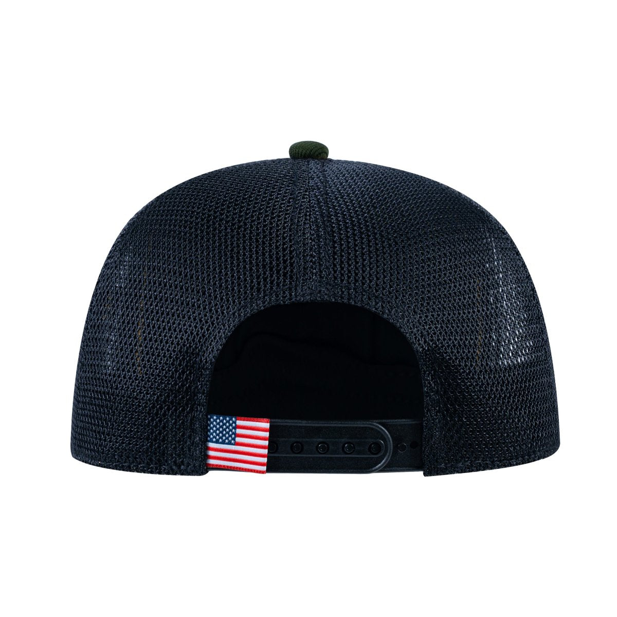 Unisex V2 Embroidered The Butterfly, 5-Panel Trucker Hat, Olive/Black, Adjustable Fit
