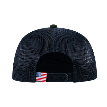 Dragonfly V2 5-Panel Trucker Hat with Olive front and Black back