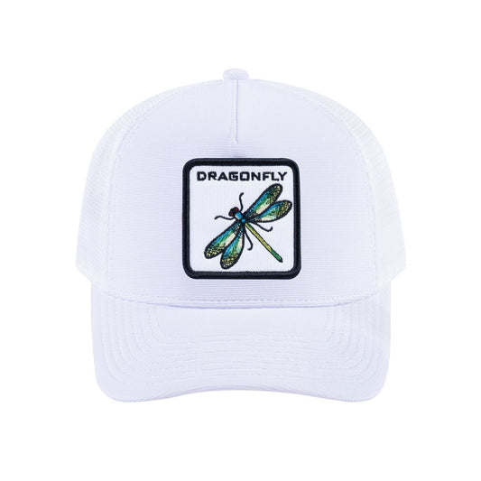 Dragonfly V2 5-Panel Trucker Hat with White front and White back