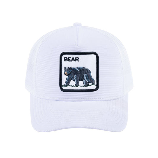 Bear V2 5-Panel Trucker Hat with White front and White back