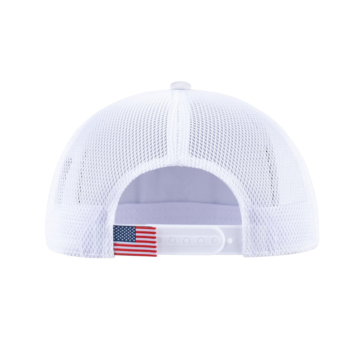 Unisex V2 Embroidered The Bass, 5-Panel Trucker Hat, White/White, Adjustable Fit