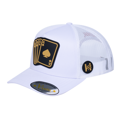 Winner Poker 10JQKA 5-Panel Trucker Hat - White front / White back / WINNER1