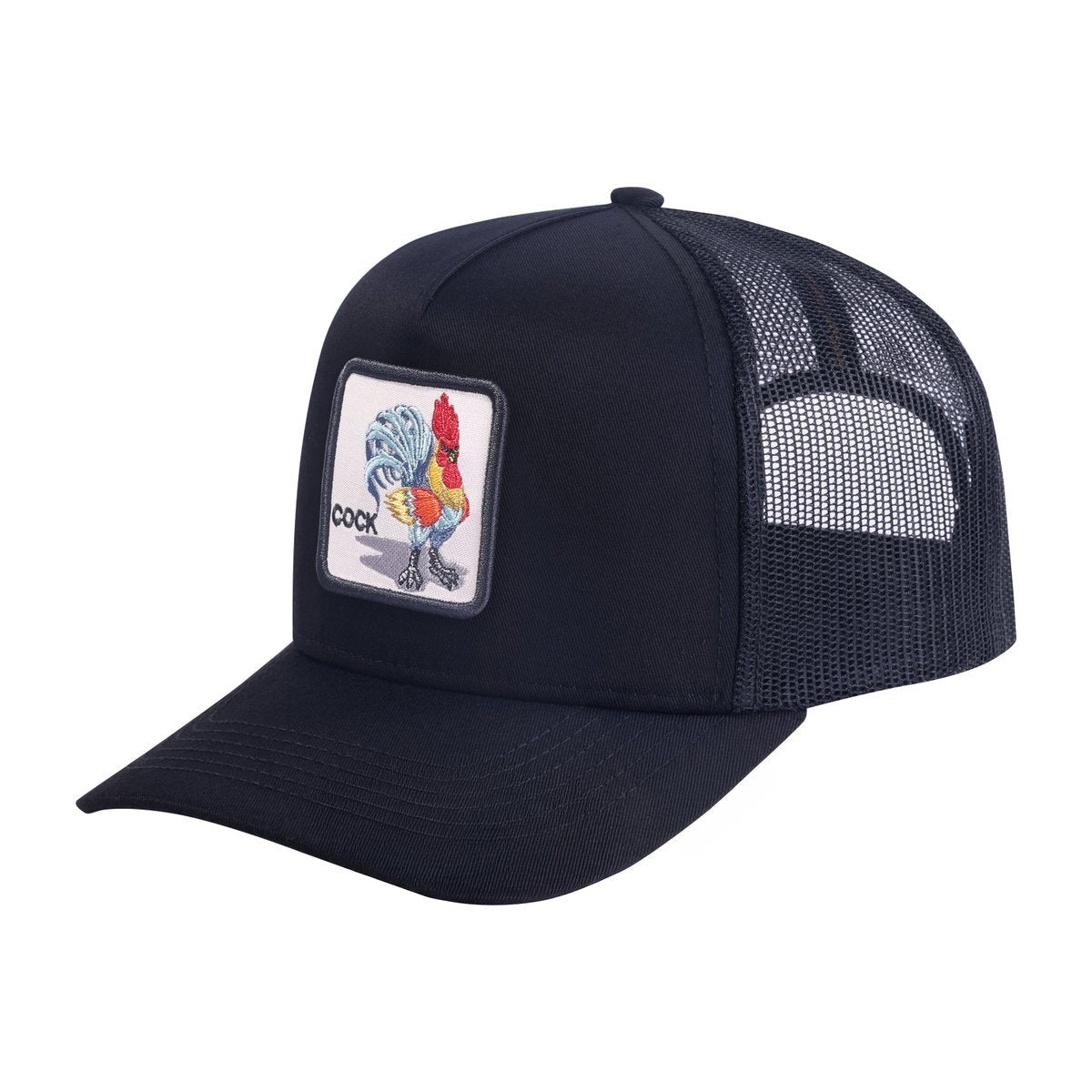 Unisex Embroidered The Chicken, 5-Panel Trucker Hat, Black/Black, Adjustable Fit