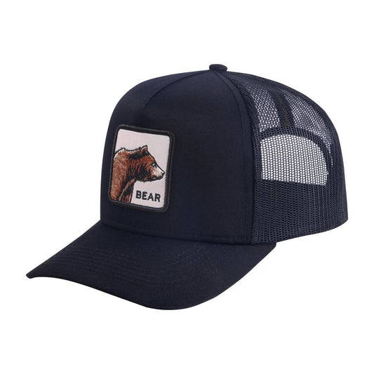 Bear 5-Panel Trucker Hat with Black front and Black back