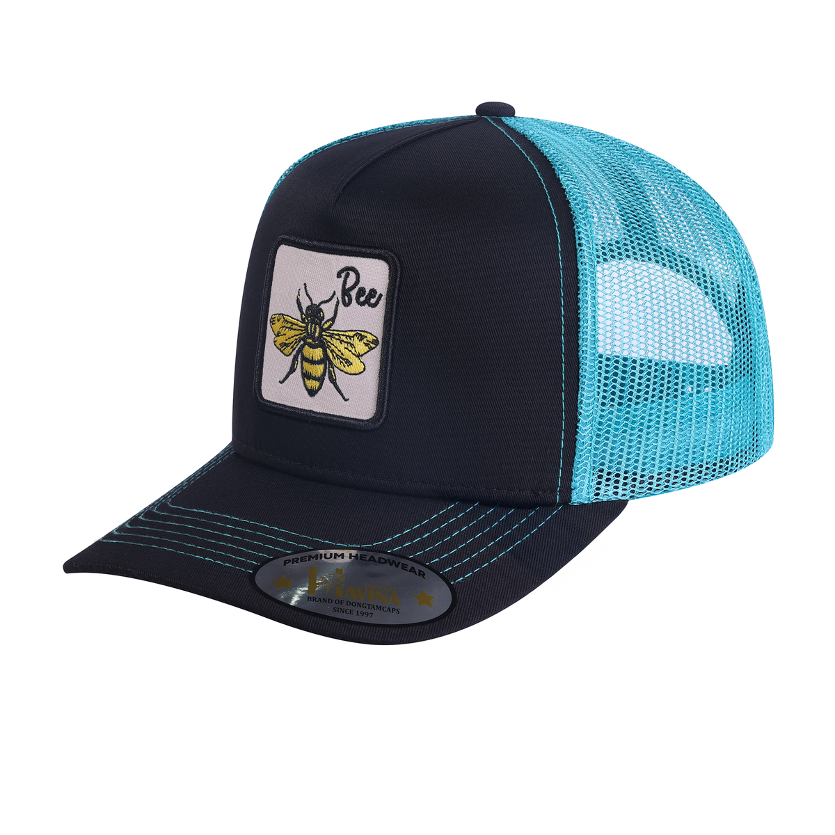 Unisex Embroidered The Bee, 5-Panel Trucker Hat, Black, Black-G11249, Adjustable Fit