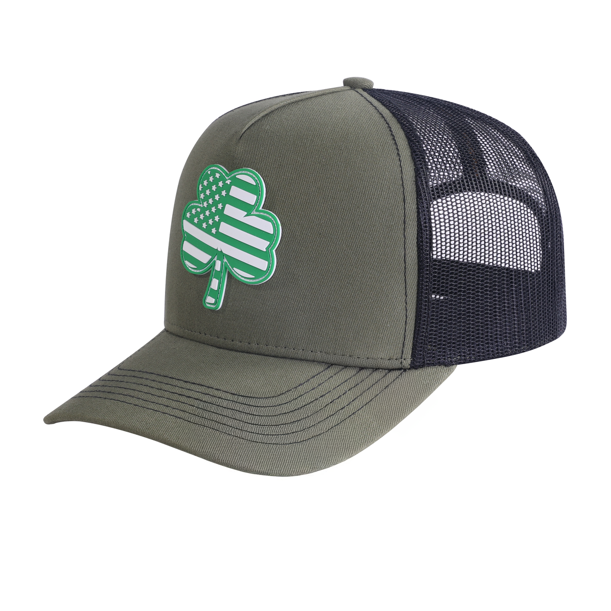 St. Patrick's Day Four Leaf Shamrock 5-Panel Trucker Hat