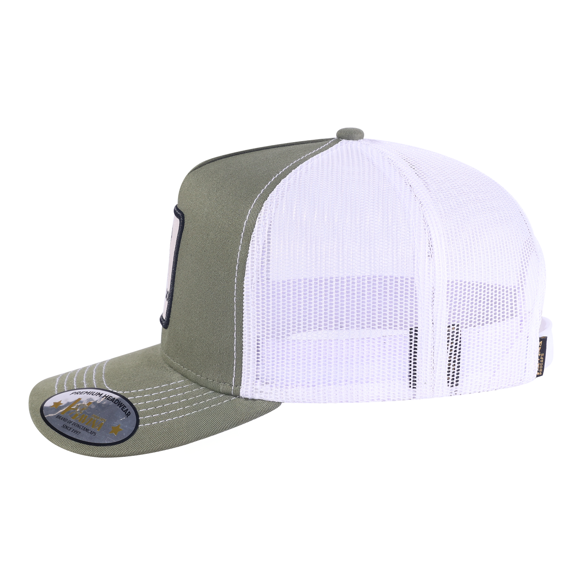 Unisex Embroidered The Cool Dog, 5-Panel Trucker Hat, Olive Green, Olive Green-W, Adjustable Fit
