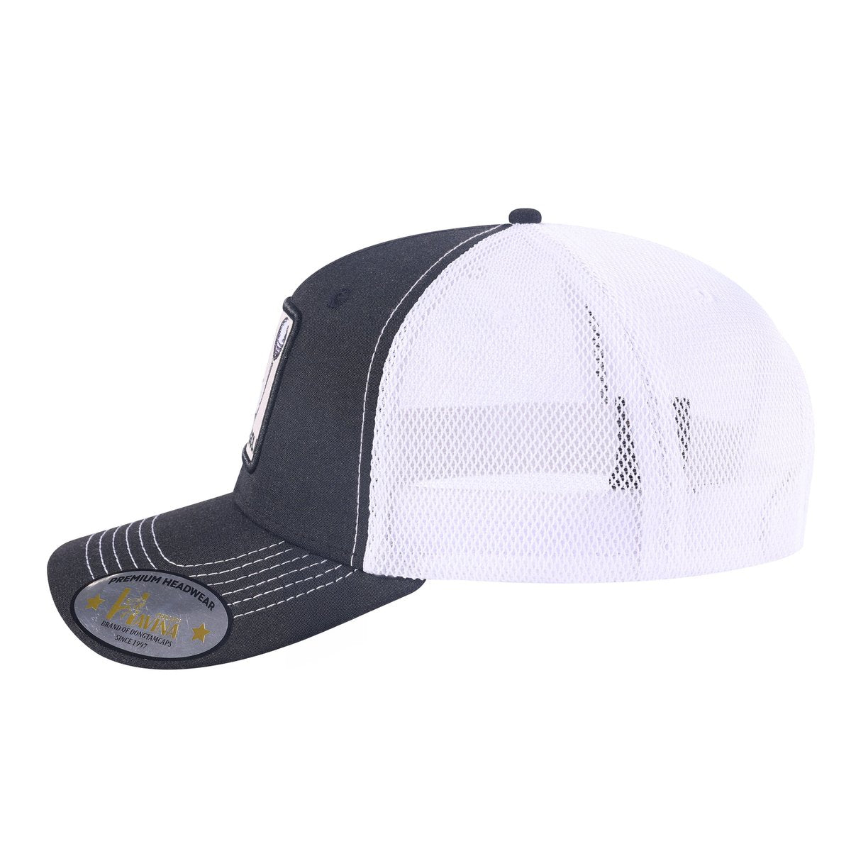 Unisex Embroidered Golf, 6-Panel Trucker Hat, Black, Black-Whs, Adjustable Fit