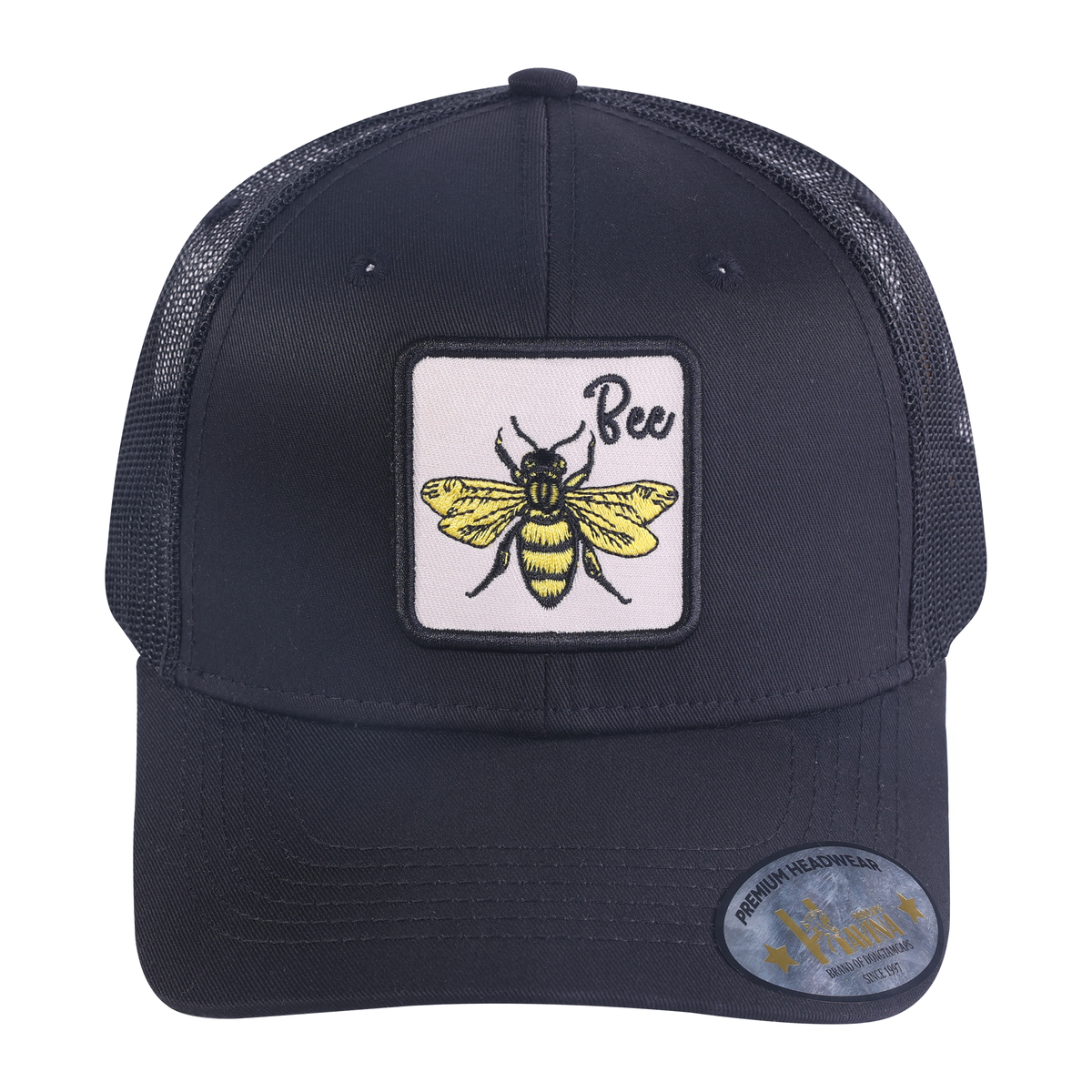 Unisex Embroidered The Bee, 6-Panel Trucker Hat, Black, Adjustable Fit