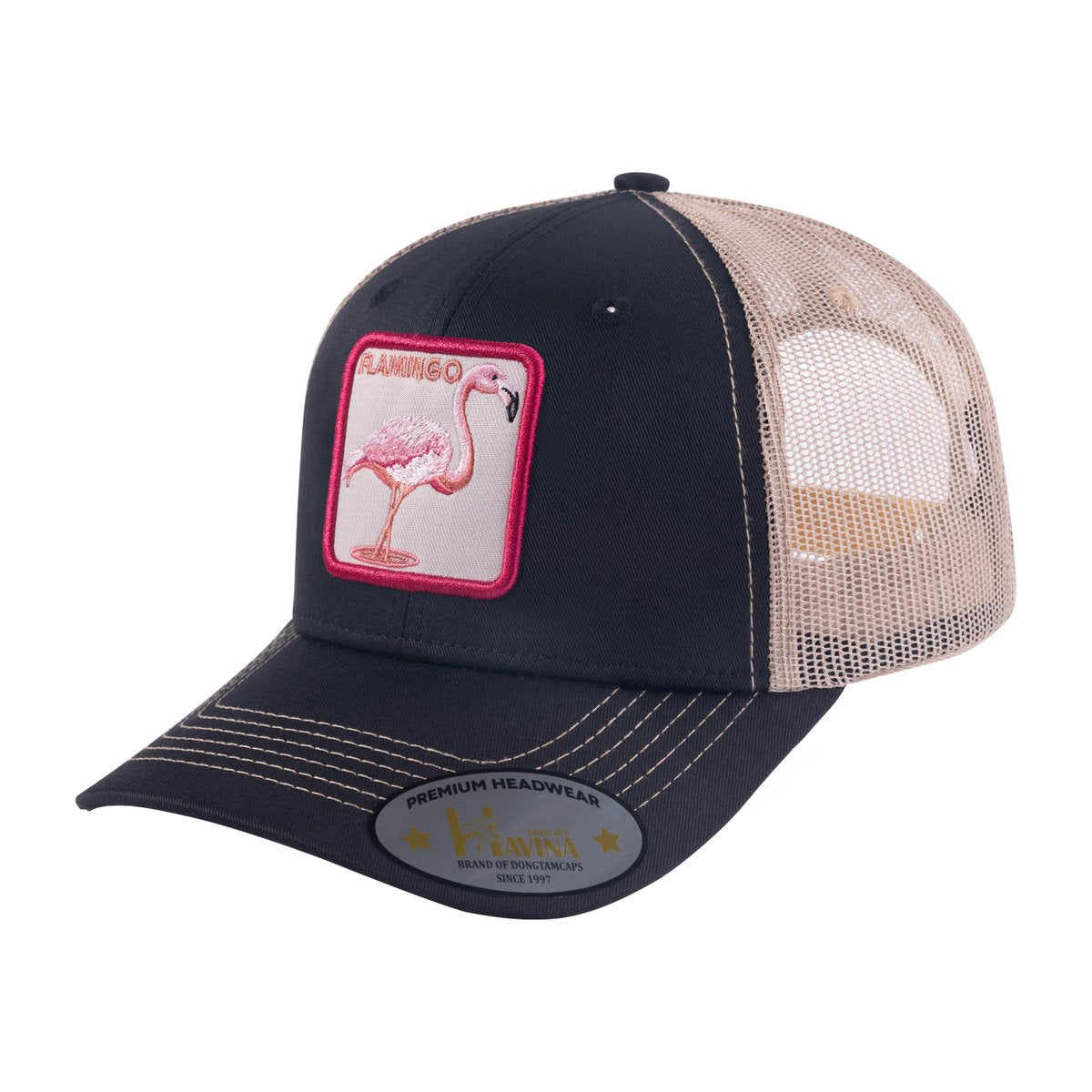 Unisex Embroidered The Flamingo, 6-Panel Trucker Hat, Black, Black-K11233Hs, Adjustable Fit