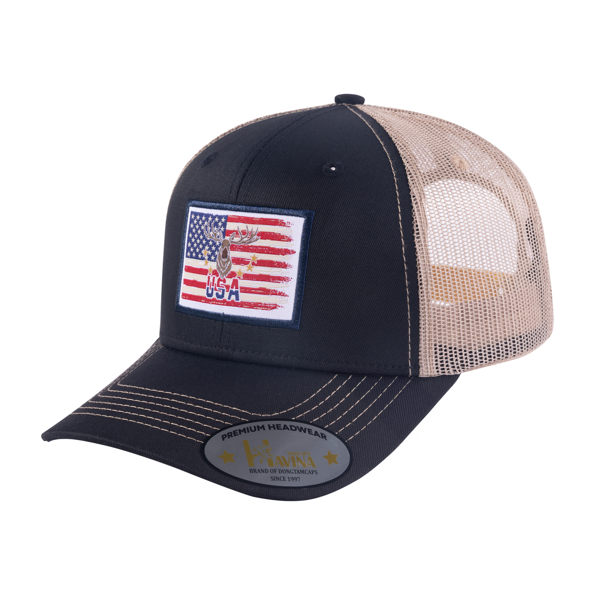 Unisex Embroidered US Deer Hunter, 6-Panel Trucker Hat, Dark Grey, Dark Gray-K11234Hs, Adjustable Fit