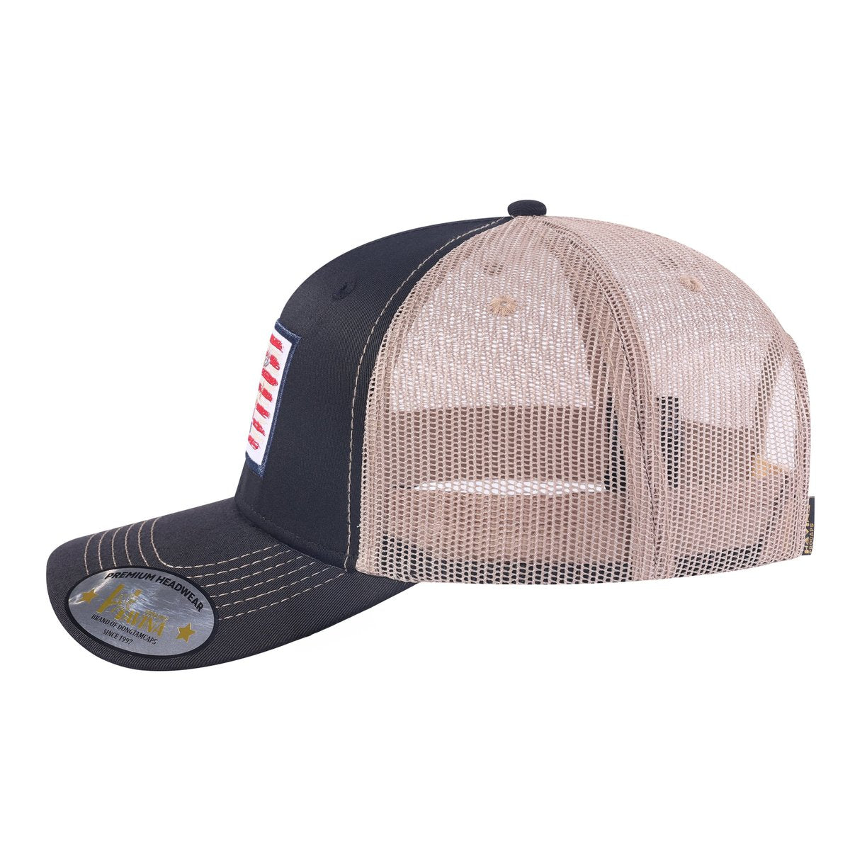 Unisex Embroidered Usa Deer Hunter, 6-Panel Trucker Hat, Black, Black-K11237, Adjustable Fit