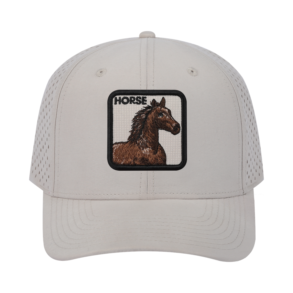 Horse 6-Panel Microfiber Laser Hole Trucker Hat
