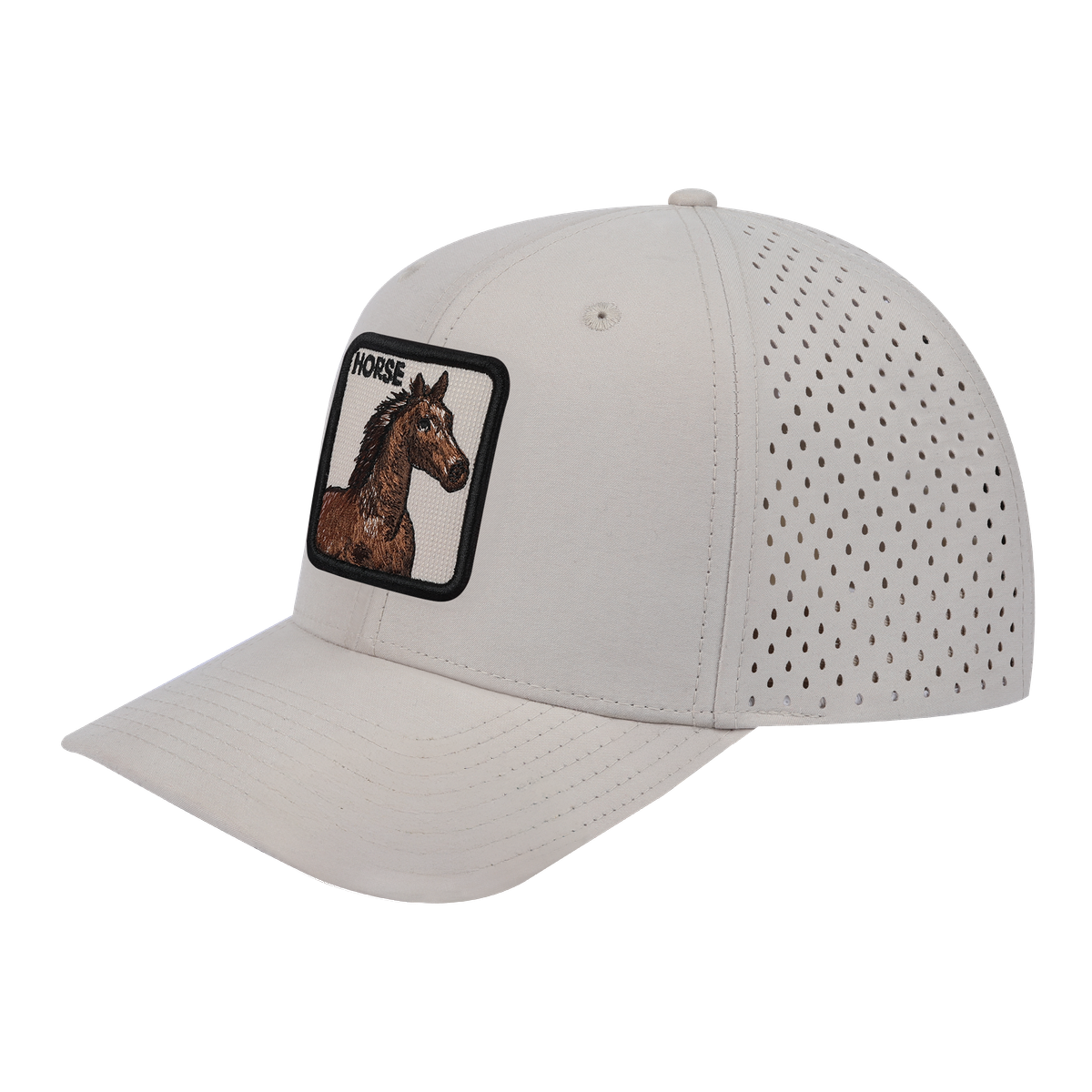 Horse 6-Panel Microfiber Laser Hole Trucker Hat