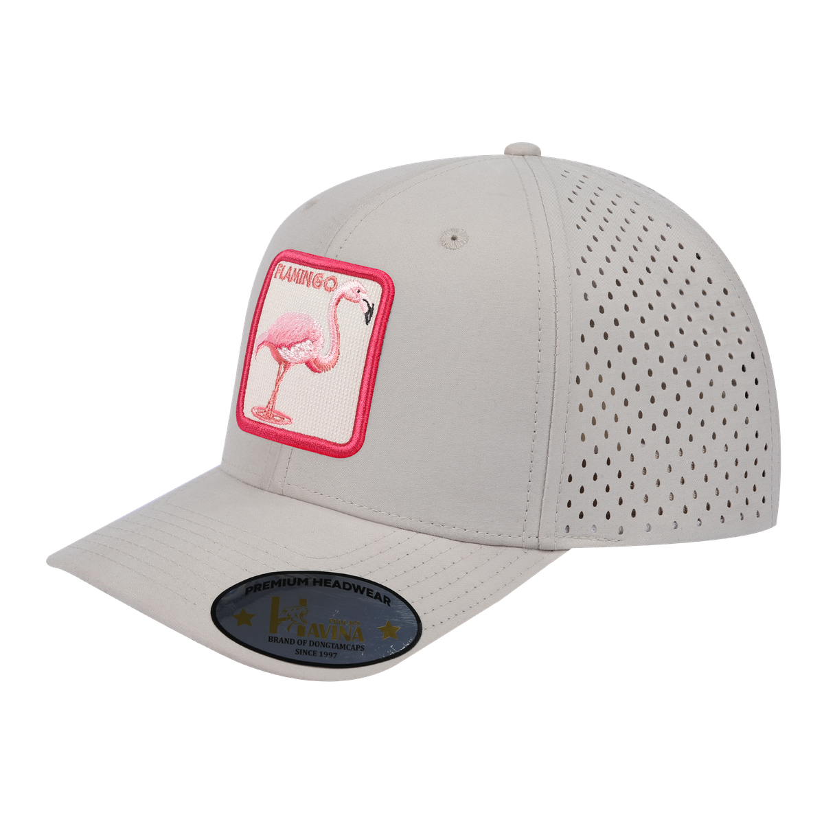 Flamingo 6-Panel Microfiber Laser Hole Trucker Hat