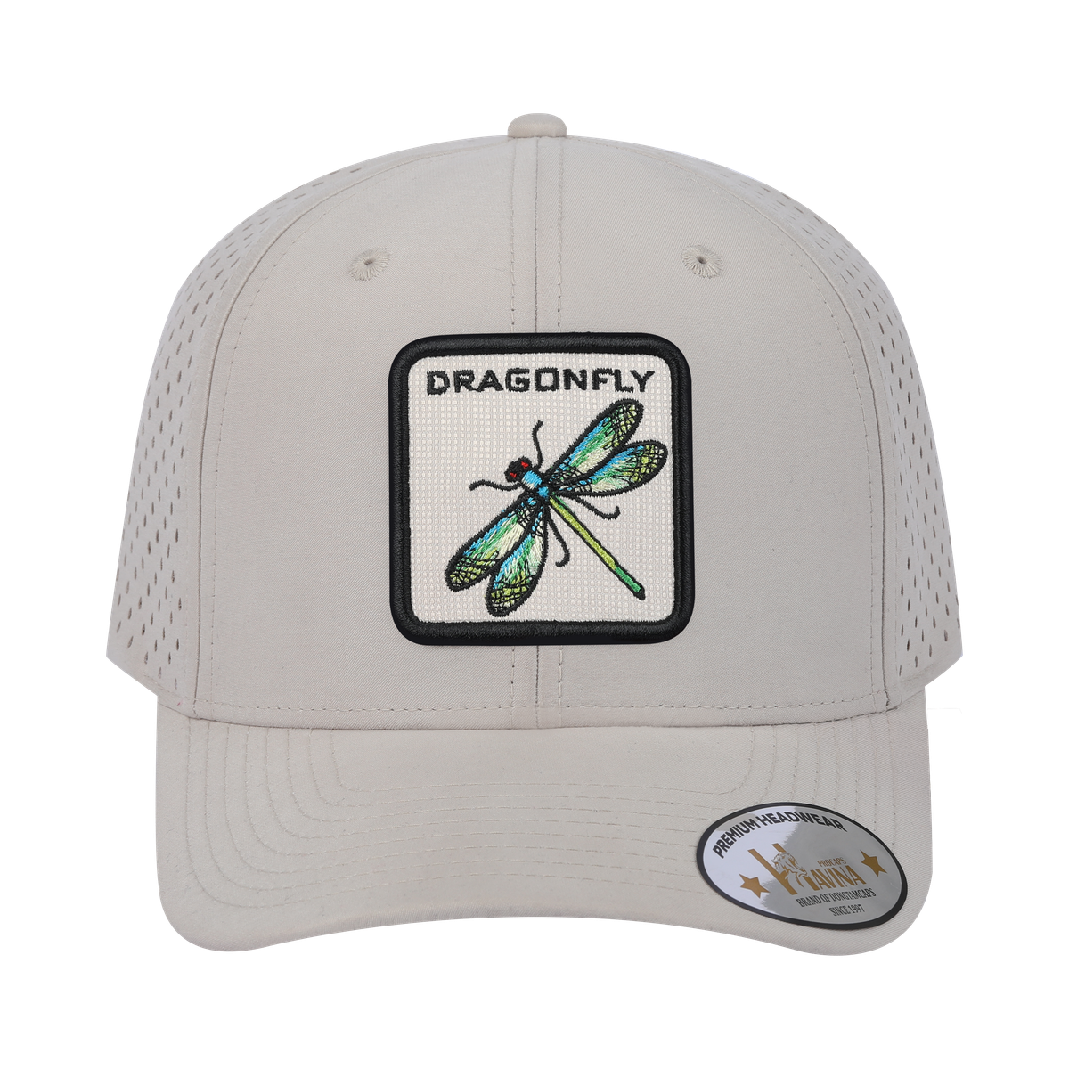 Unisex Embroidered The Dragonfly, 6-Panel Microfiber Laser hole Trucker Hat, Beige/Beige, Adjustable Fit