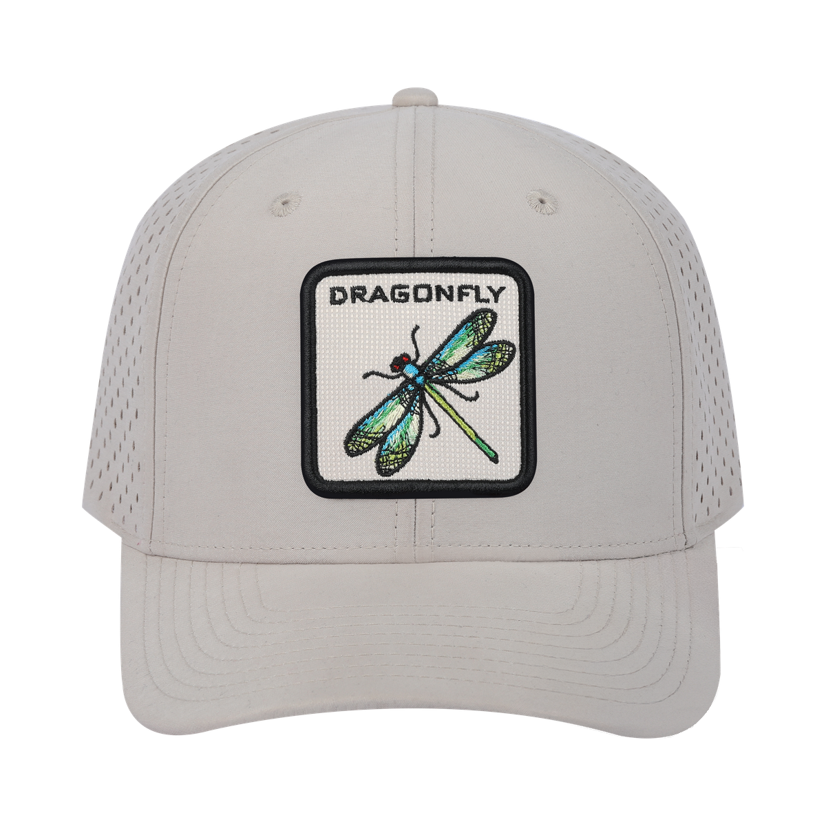 Unisex Embroidered The Dragonfly, 6-Panel Microfiber Laser hole Trucker Hat, Beige/Beige, Adjustable Fit