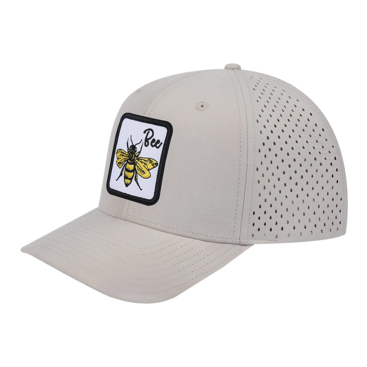 Bee 6-Panel Microfiber Laser Hole Trucker Hat