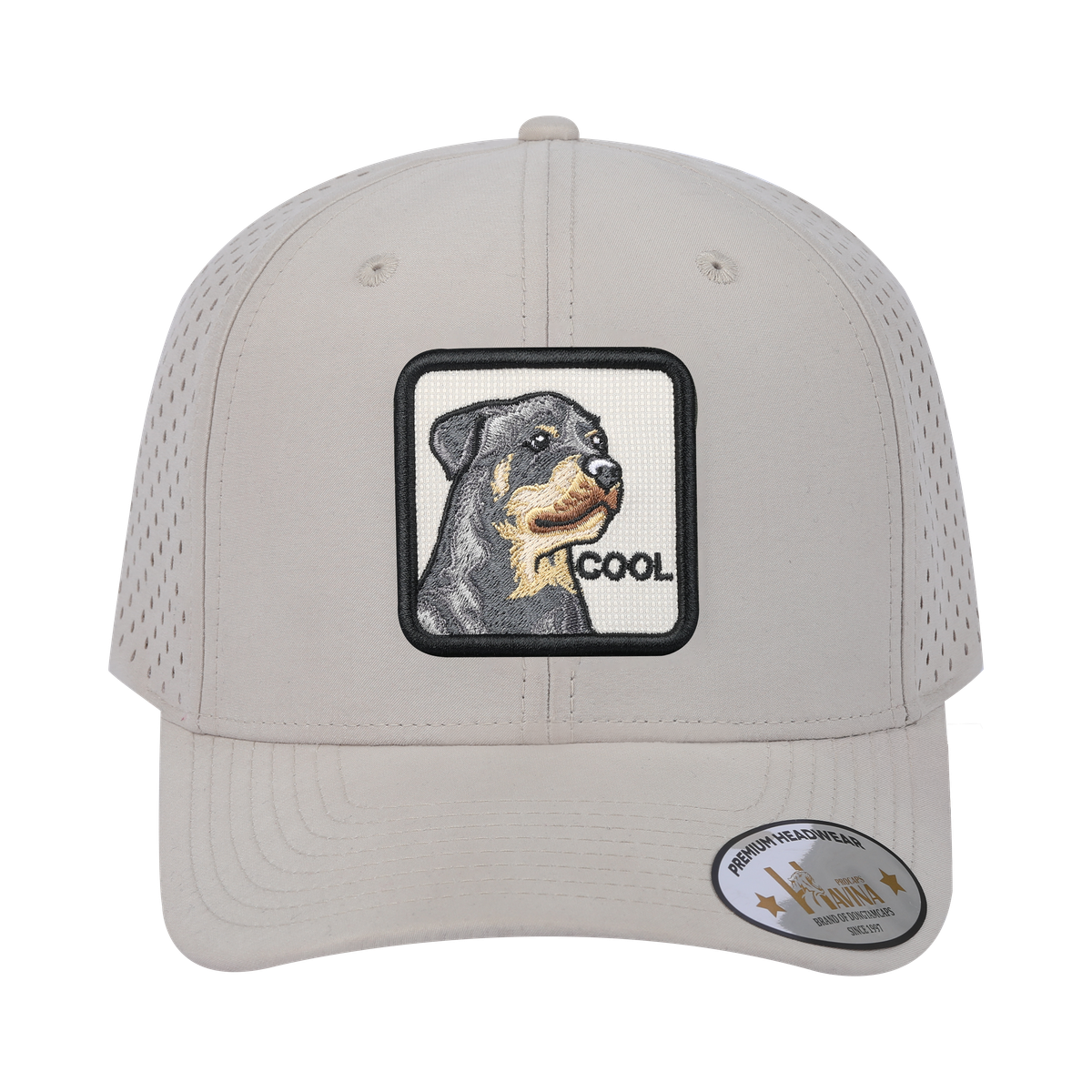 Unisex Embroidered The Cool, 6-Panel Microfiber Laser hole Trucker Hat, Beige/Beige, Adjustable Fit