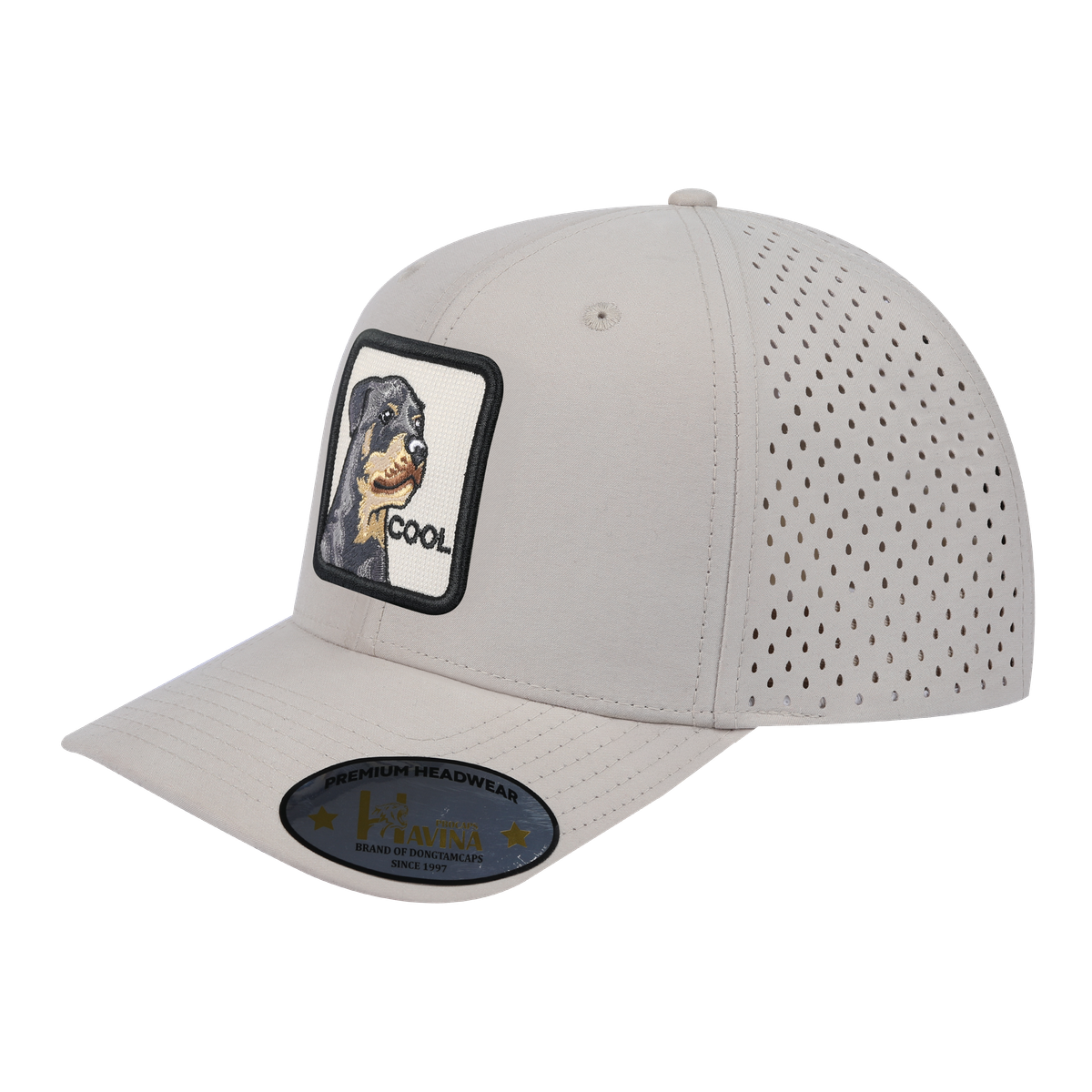 Unisex Embroidered The Cool, 6-Panel Microfiber Laser hole Trucker Hat, Beige/Beige, Adjustable Fit