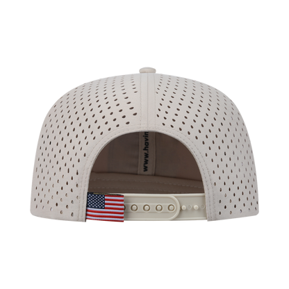 Cool 6-Panel Microfiber Laser Hole Trucker Hat with Beige front and Beige back