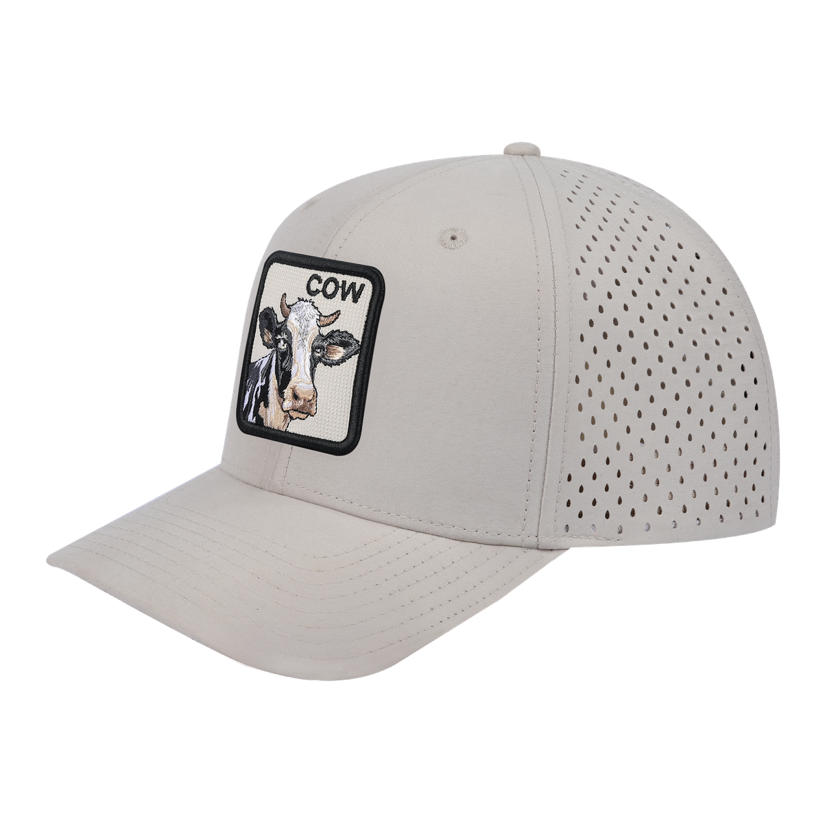 Cow 6-Panel Microfiber Laser Hole Trucker Hat