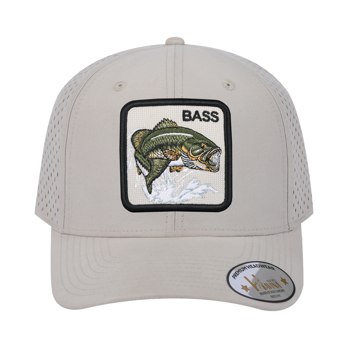 Unisex Embroidered The Bass, 6-Panel Microfiber Laser hole Trucker Hat, Beige/Beige, Adjustable Fit