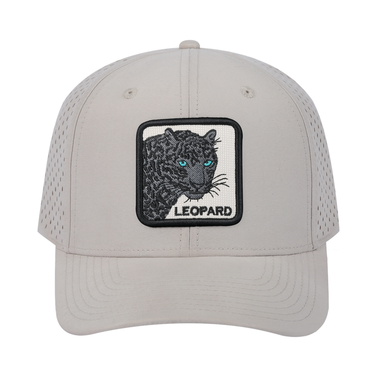 Unisex Embroidered The Leopard V2, 6-Panel Microfiber Laser hole Trucker Hat, Beige/Beige, Adjustable Fit