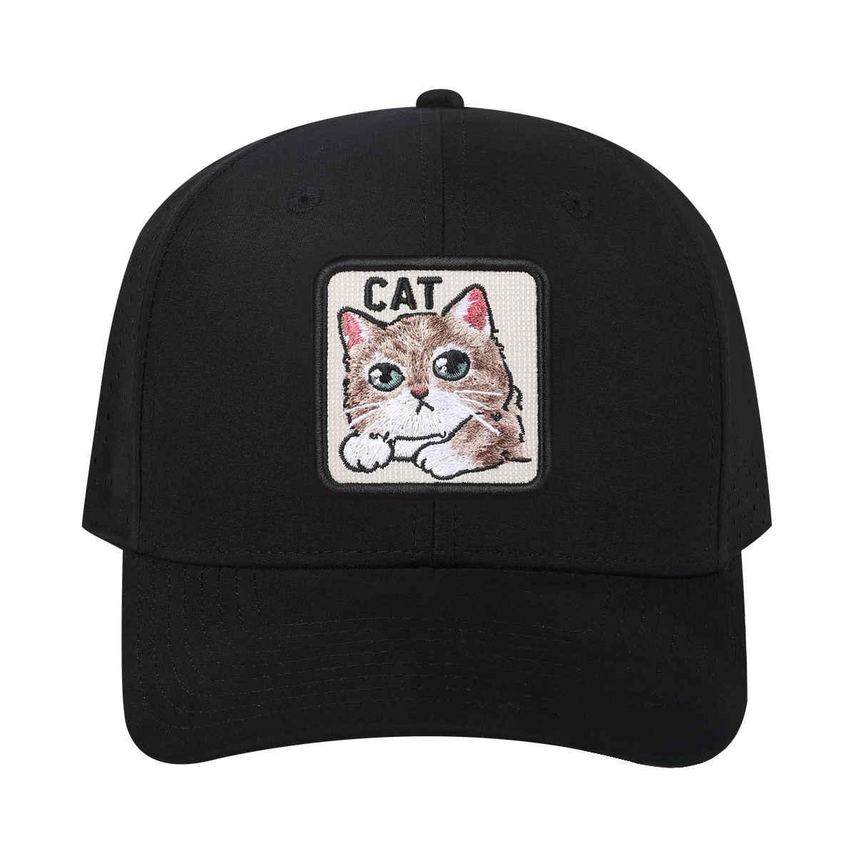 Cat 6-Panel Microfiber Laser Hole Trucker Hat