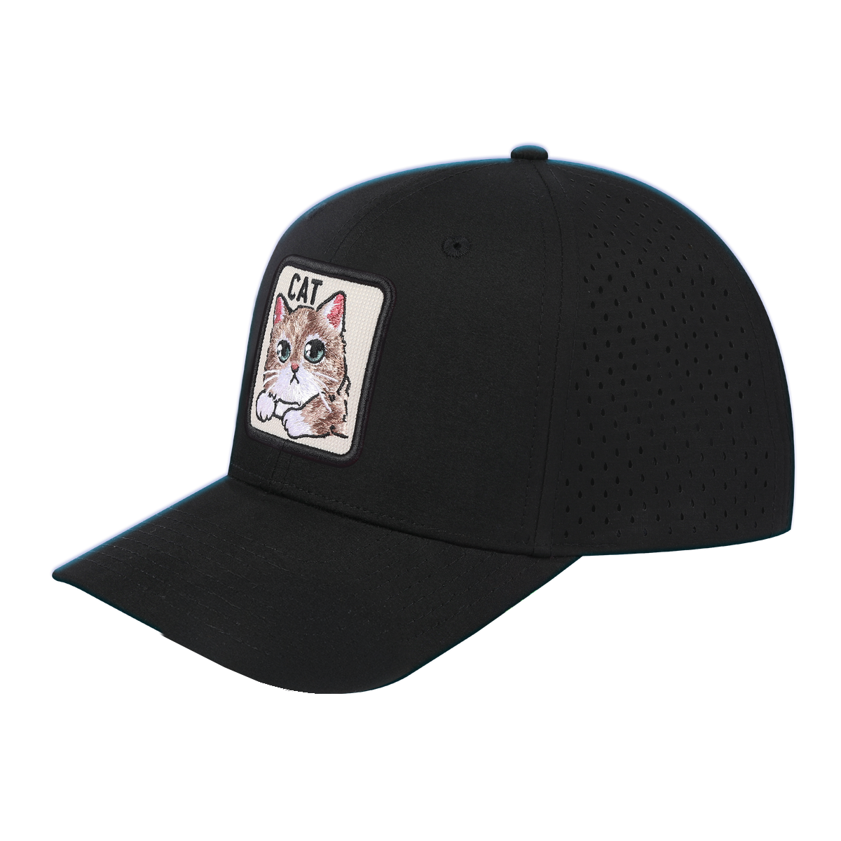 Cat 6-Panel Microfiber Laser Hole Trucker Hat