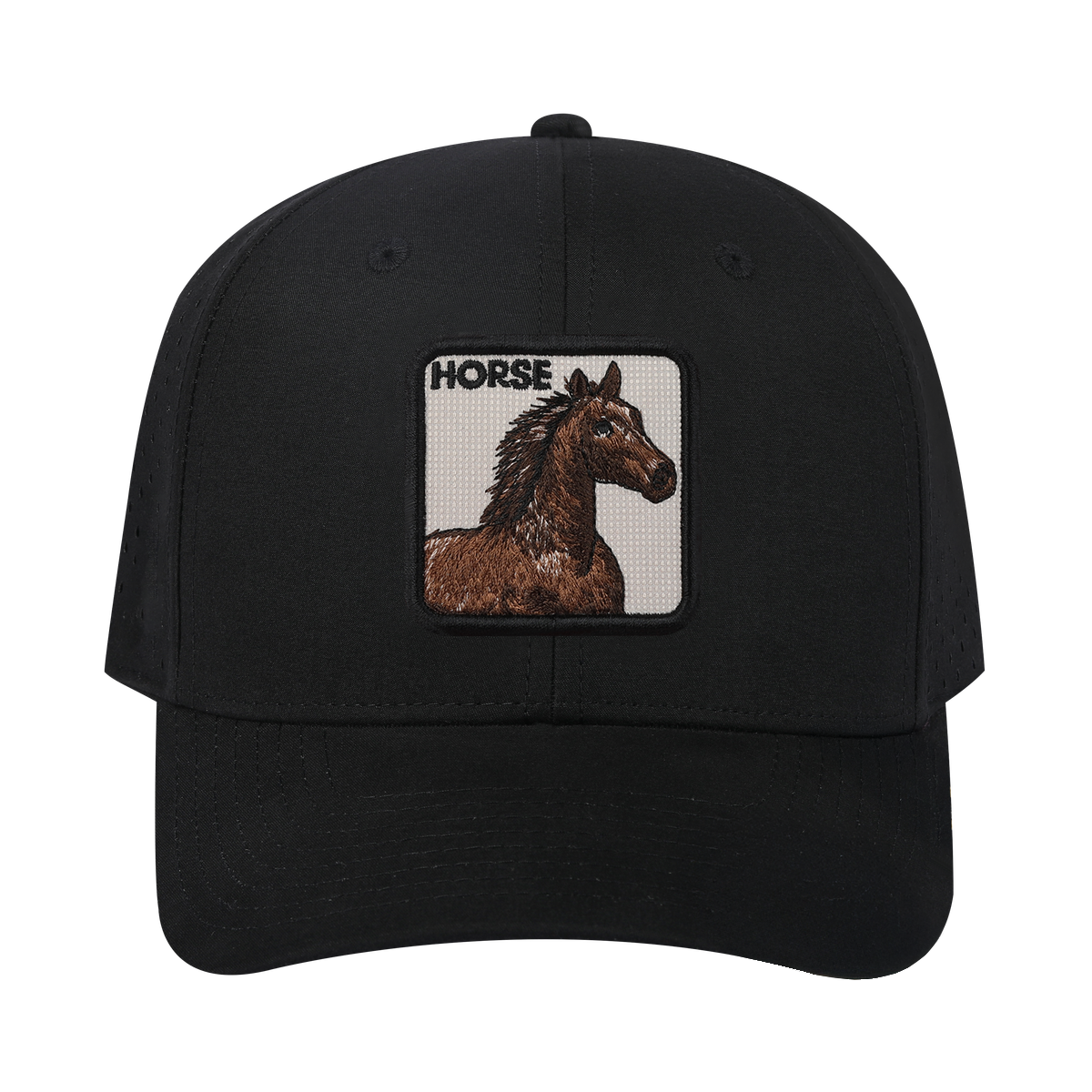 Horse 6-Panel Microfiber Laser Hole Trucker Hat