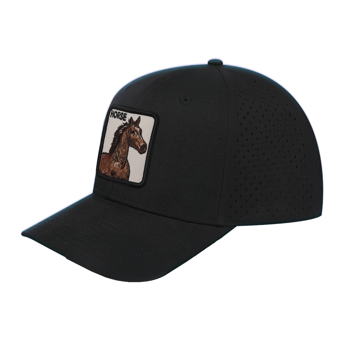 Horse 6-Panel Microfiber Laser Hole Trucker Hat
