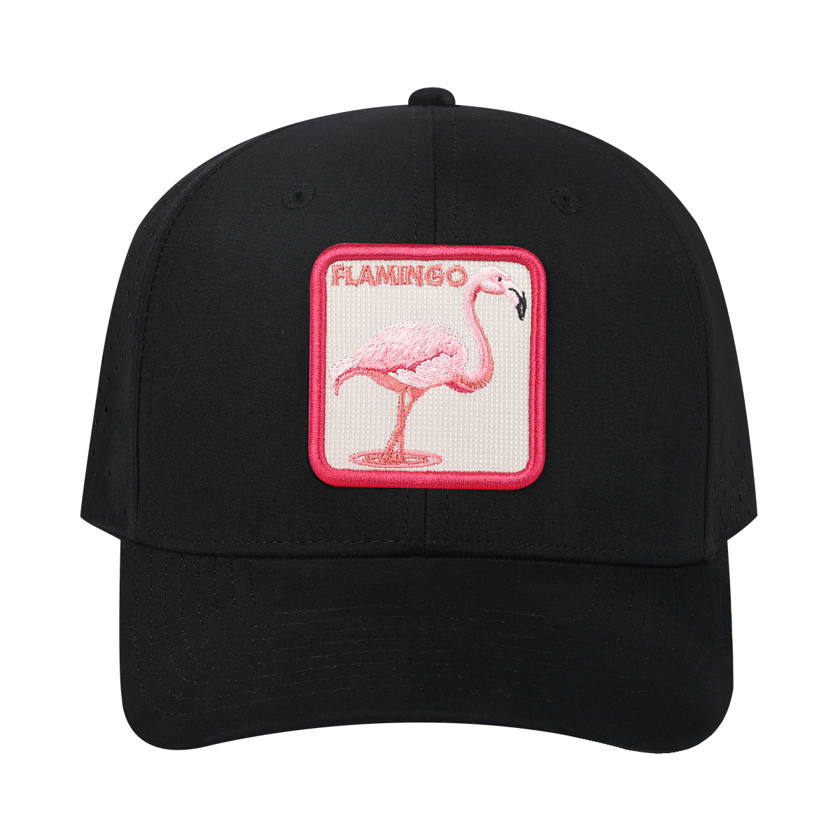 Flamingo 6-Panel Microfiber Laser Hole Trucker Hat