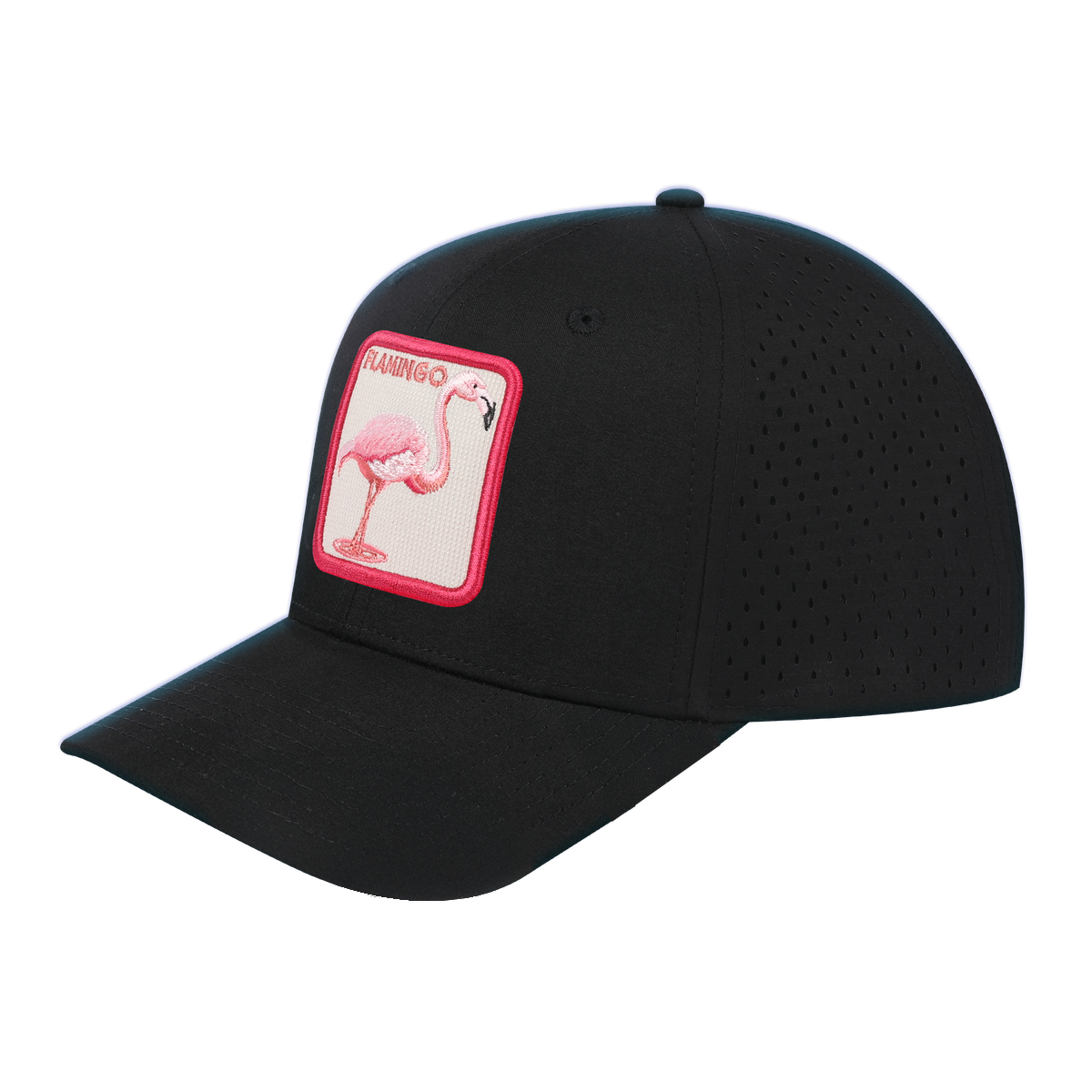 Flamingo 6-Panel Microfiber Laser Hole Trucker Hat