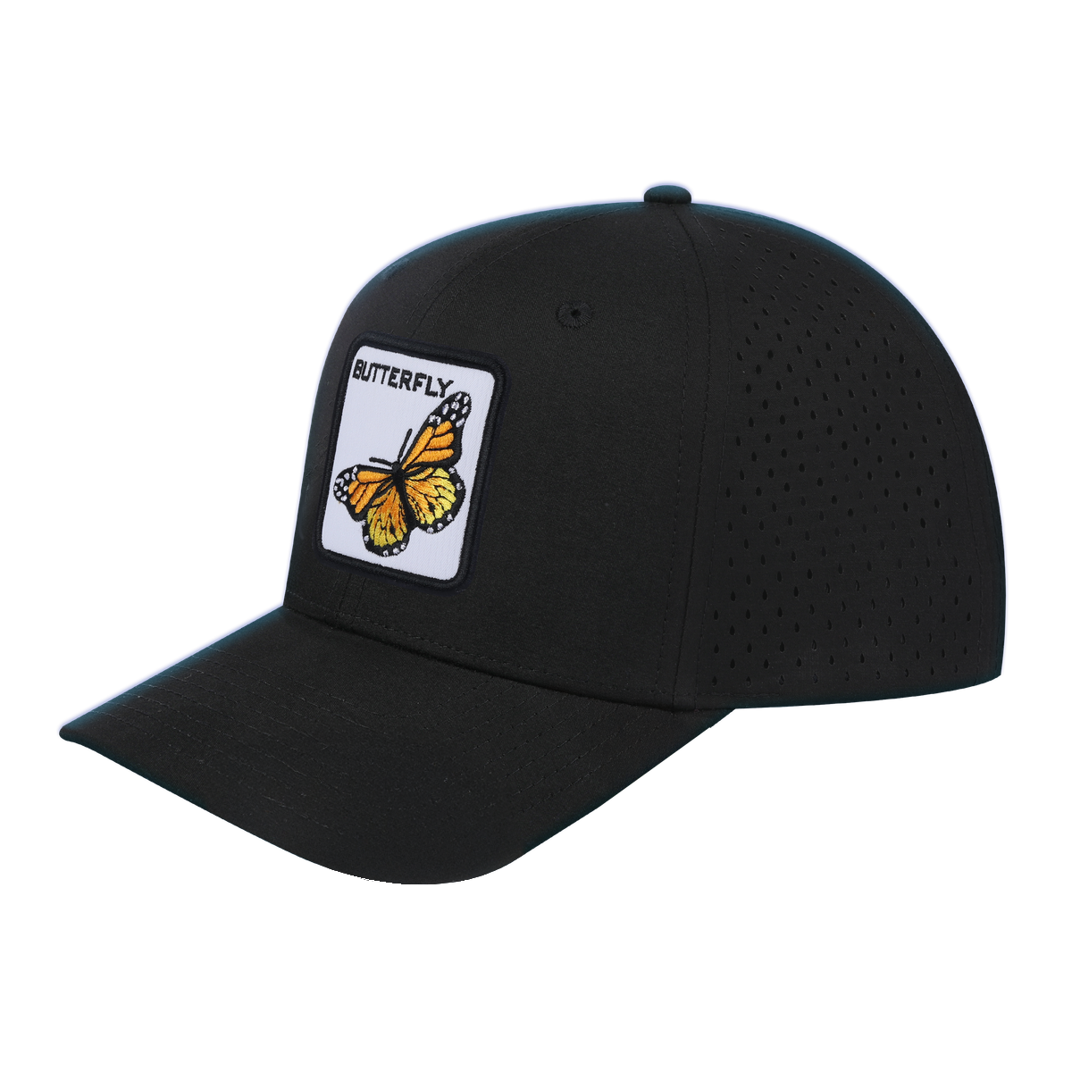 Butterfly 6-Panel Microfiber Laser Hole Trucker Hat