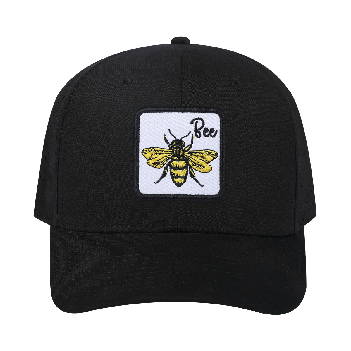 Bee 6-Panel Microfiber Laser Hole Trucker Hat