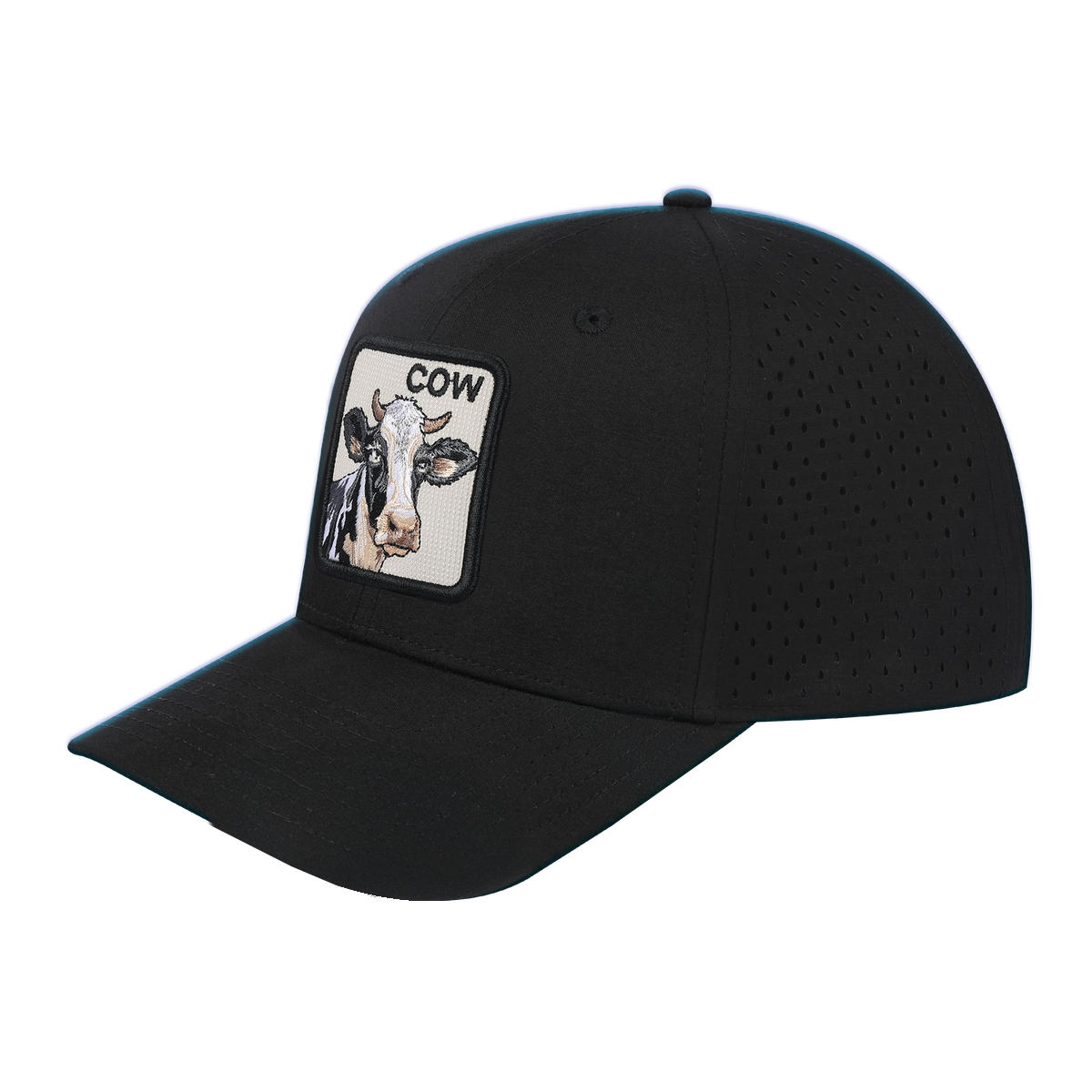 Cow 6-Panel Microfiber Laser Hole Trucker Hat