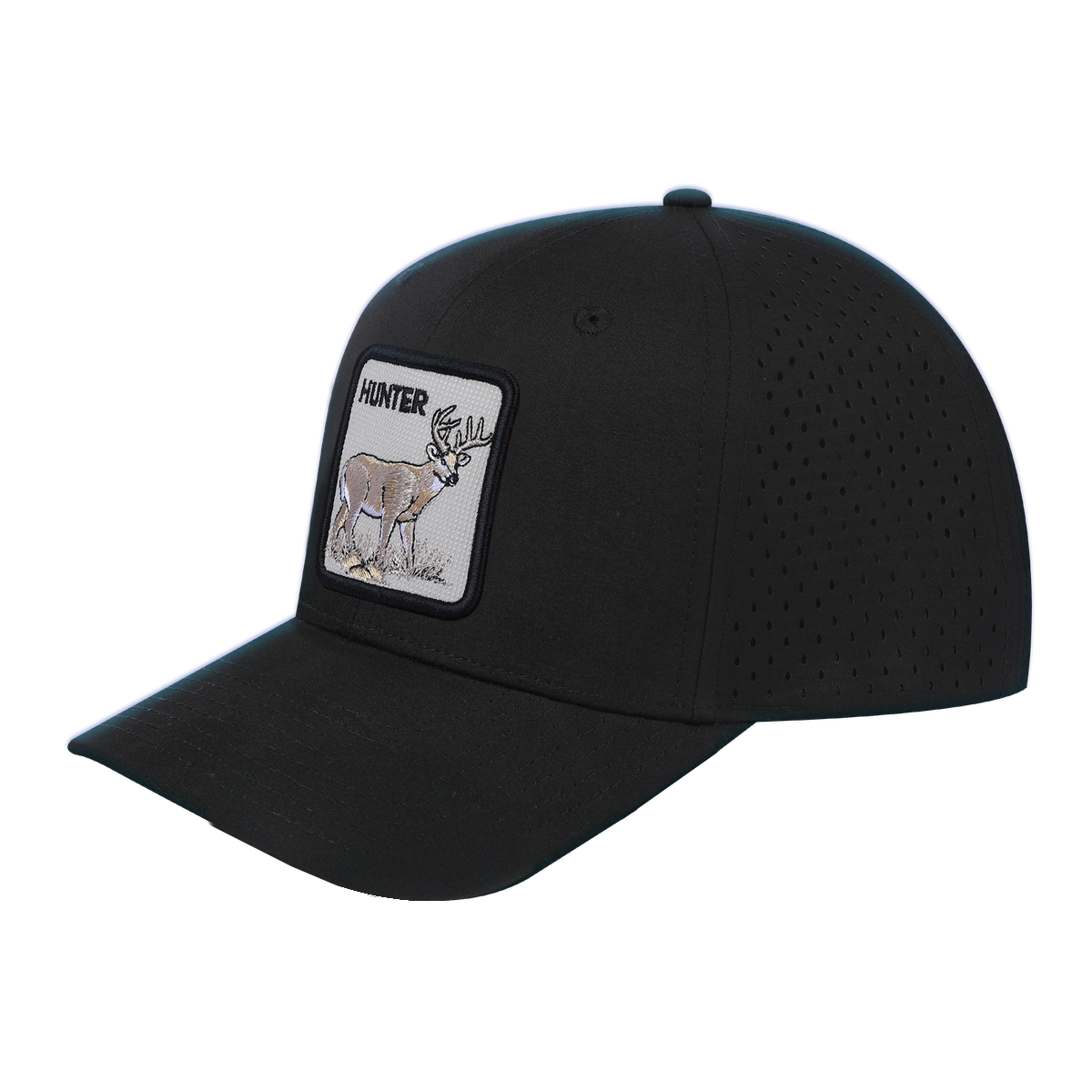Hunter 6-Panel Microfiber Laser Hole Trucker Hat