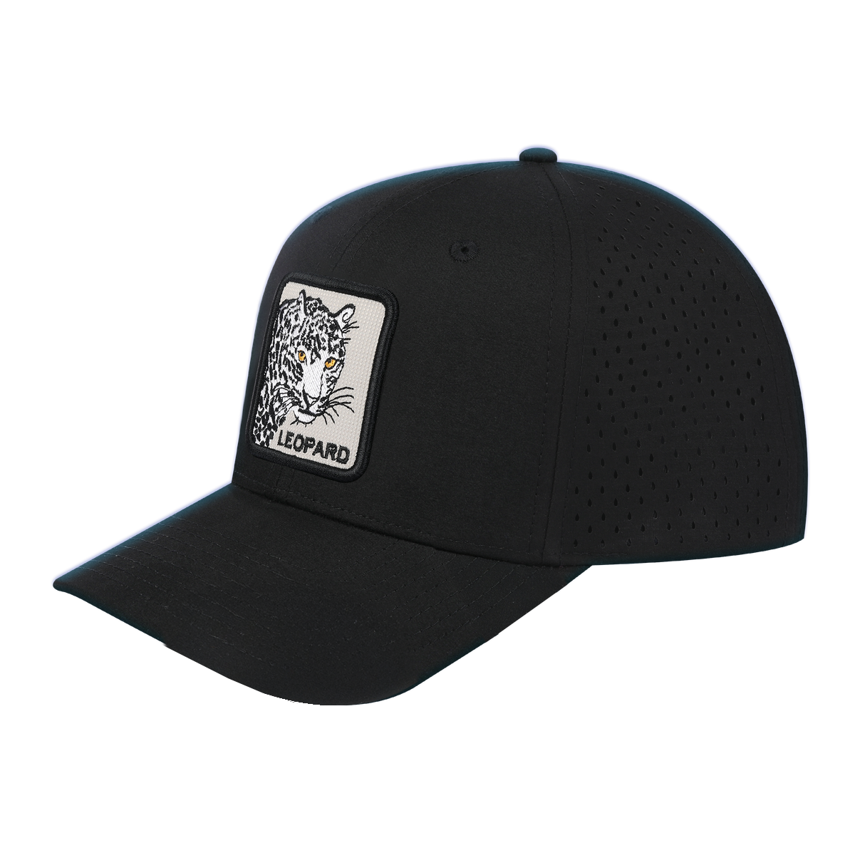 Leopard 6-Panel Microfiber Laser Hole Trucker Hat
